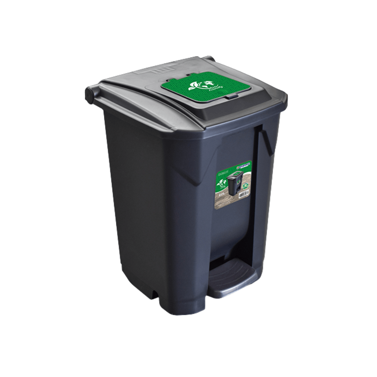 Lixeira Plástica com Roda Preta 60L Arqplast